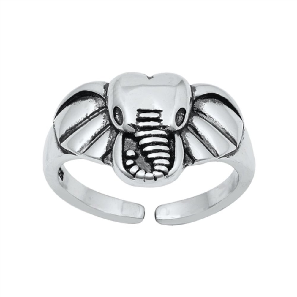 .925 Sterling Silver Elephant Head Toe Ring